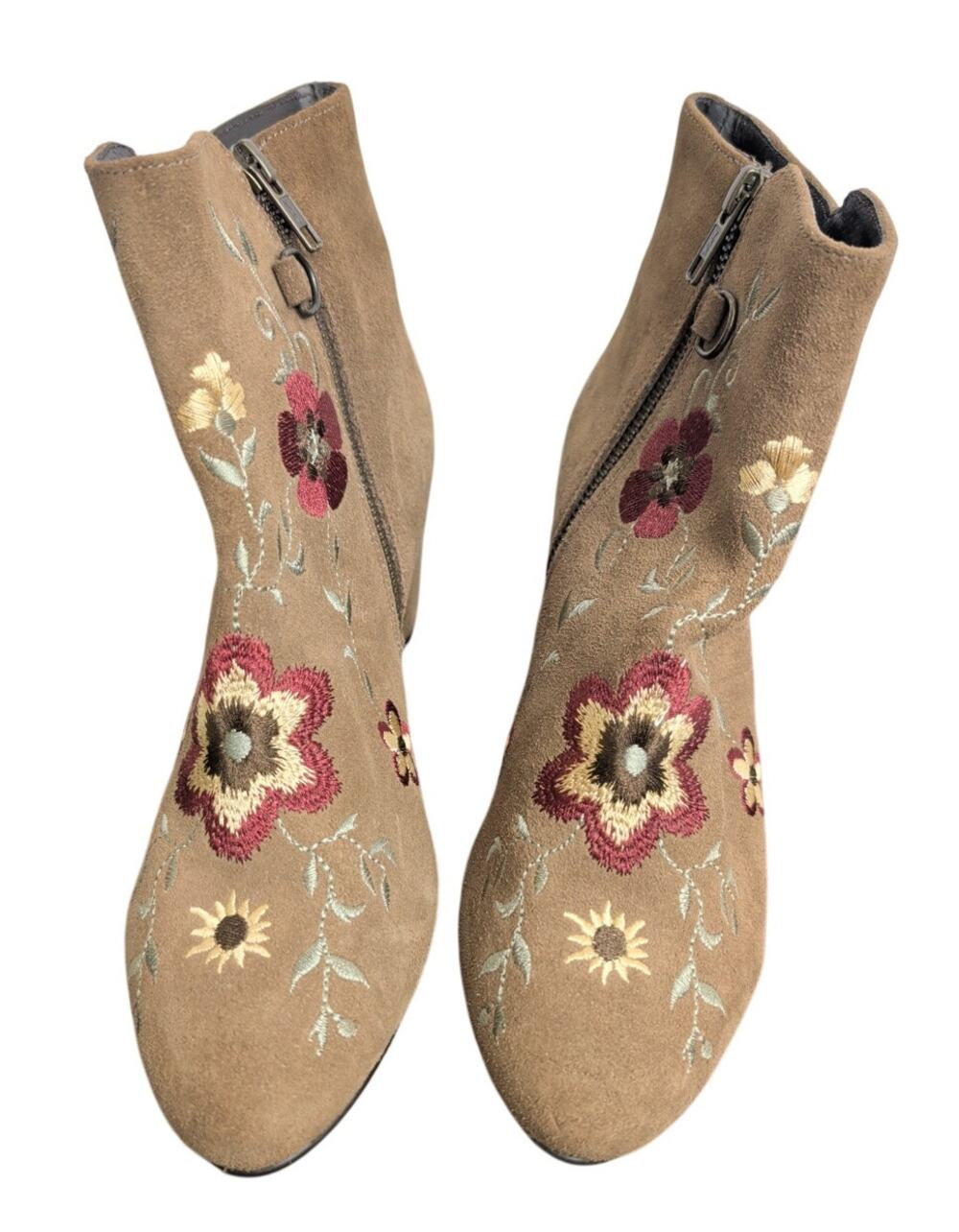 Sixtyseven Wild Blossom Women's Suede Brown Floral Ankle Boots Spain Size 8